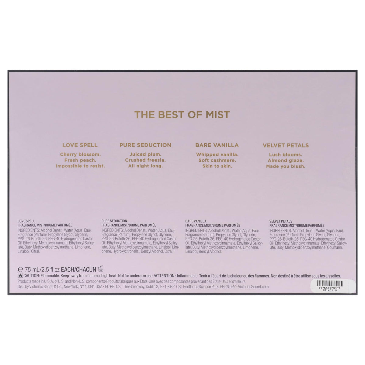 4 Pc Fragrance Mist Set V879