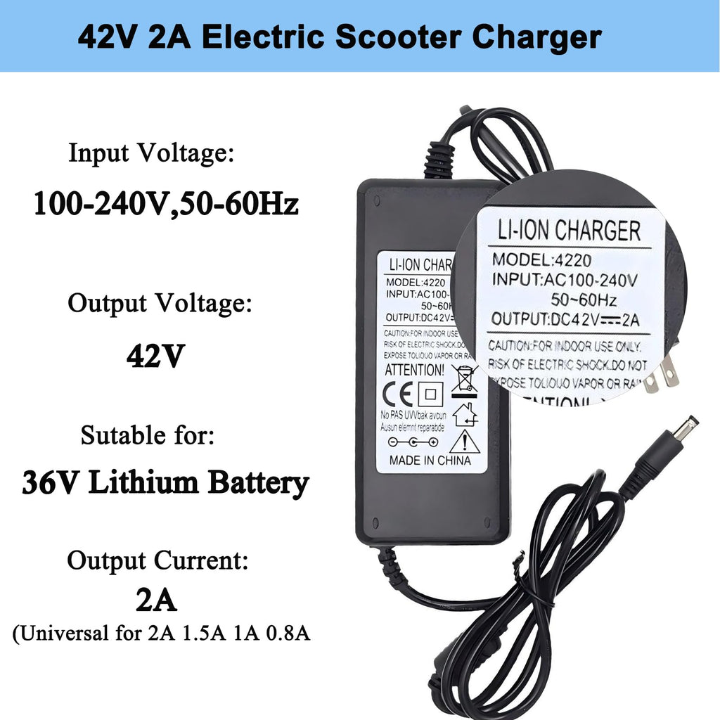 42V 2A Electric Scooter Charger with 4 Plugs A8680