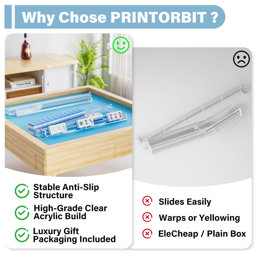 Clear Acrylic Mahjong Racks with Pushers 4-Pack H8504