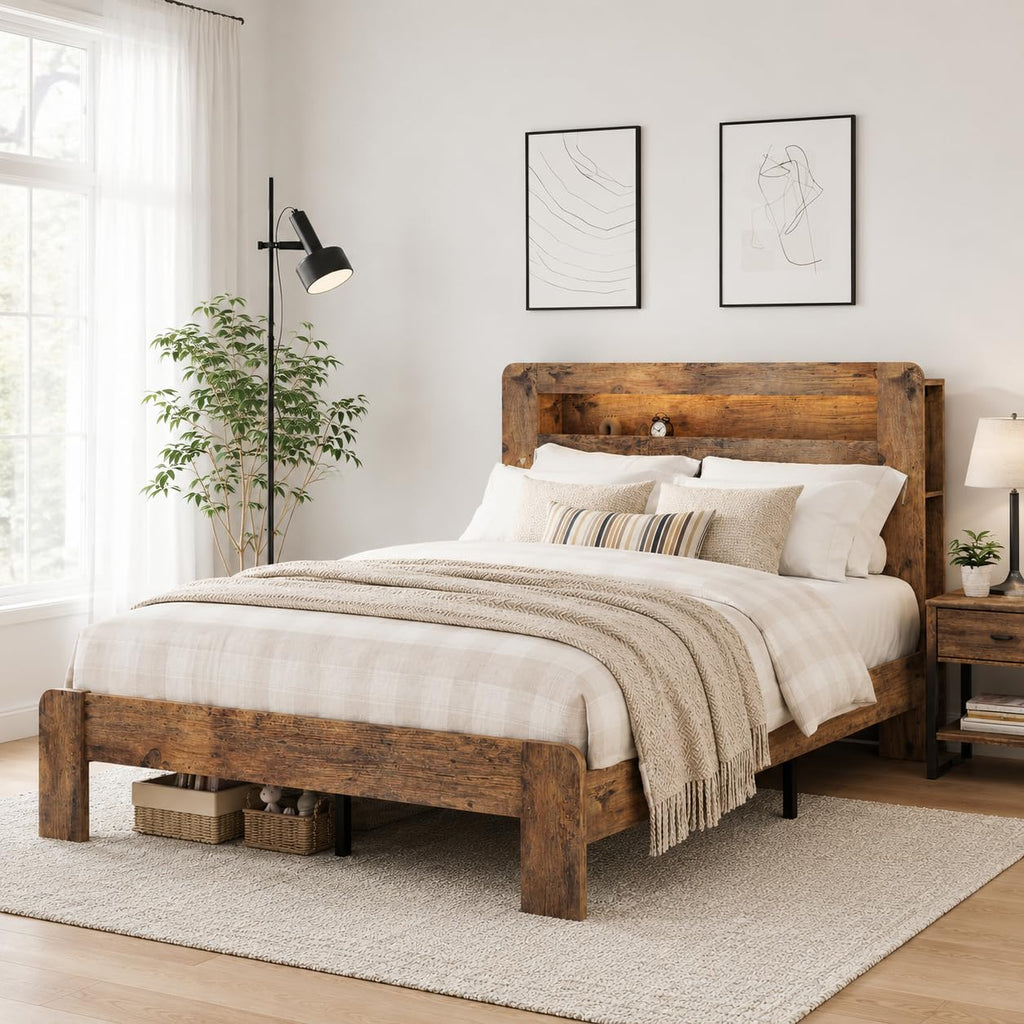 Queen Bed Frame with Wooden Headboard K786