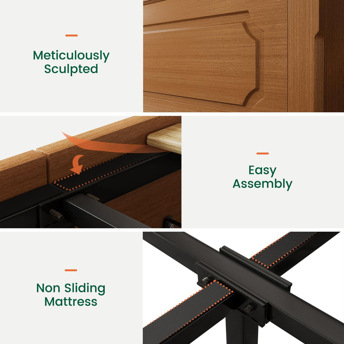 King Bed Frame with Headboard and Storage 4 Drawers Brown Z219149