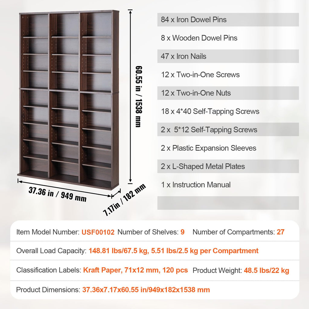Espresso 9-Layer Media Storage Cabinet U25575