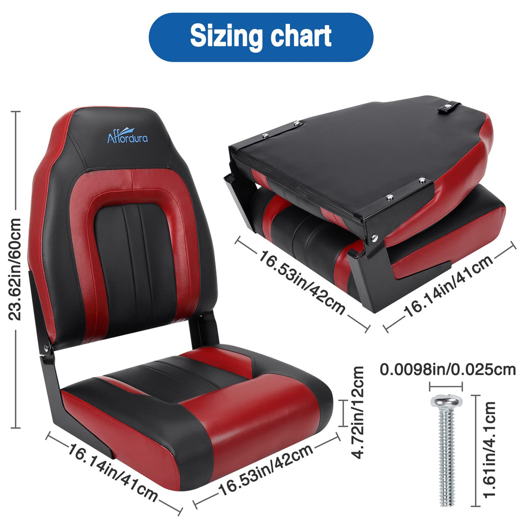 Black and Red 2 Packs Folding Boat Seat with 2 Storage Bags C361