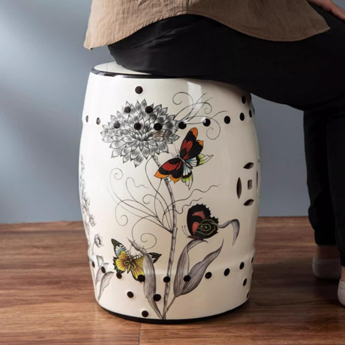 Glazed Ceramic Garden Stool V766170
