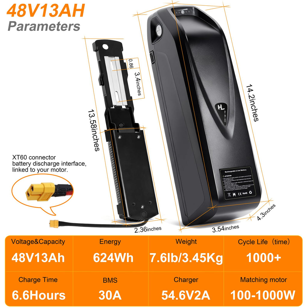 48V 13Ah Lithium Ebike Battery Pack with 30A BMS T795711