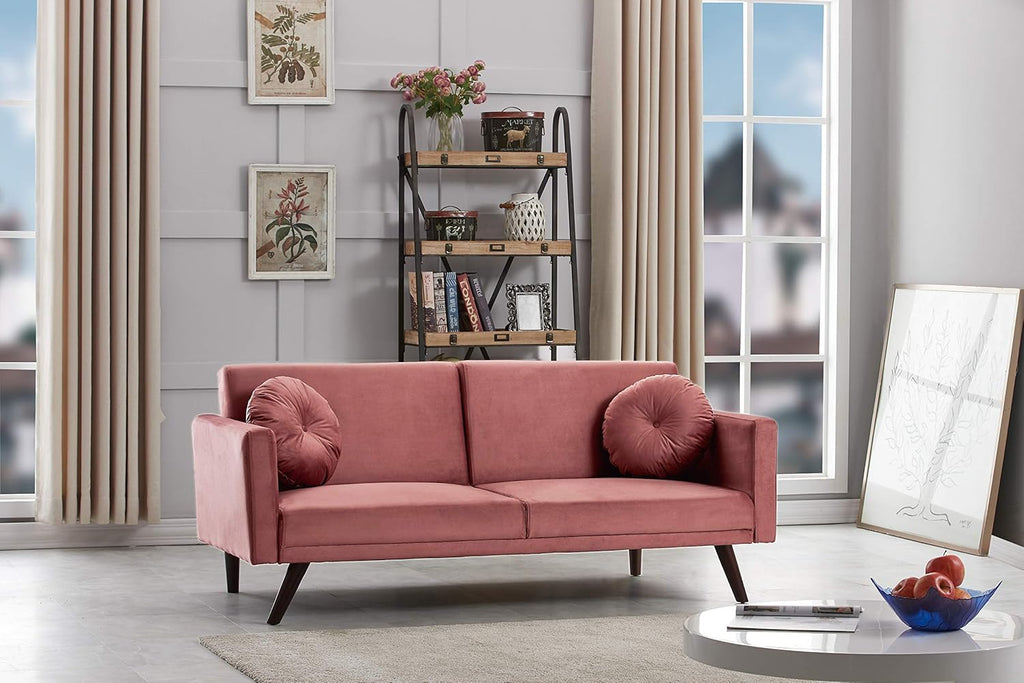 72 Inch Velvet Convertible Futon Sofa Bed with Reclining Backrest E8428