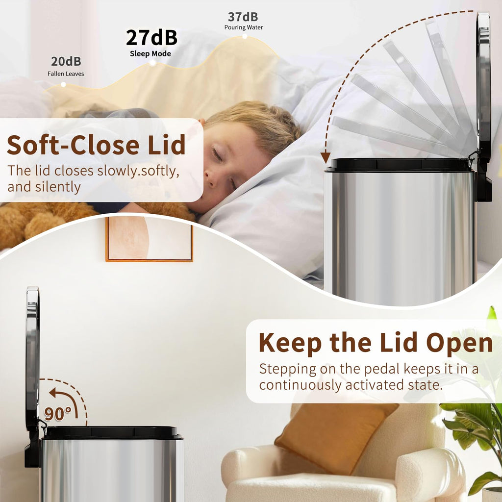13G Steel Trash Can with Lid O175145