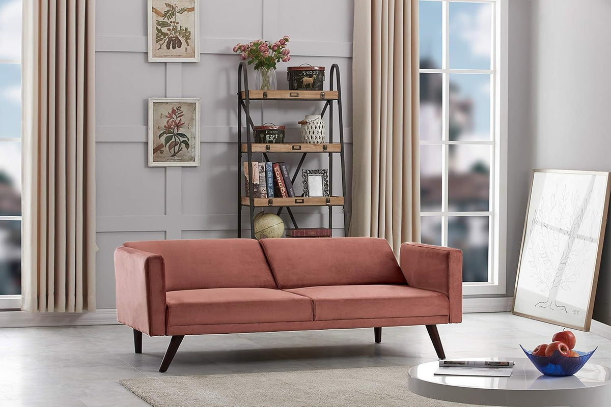 72 Inch Velvet Convertible Futon Sofa Bed with Reclining Backrest E8428