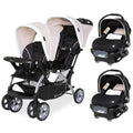 Khaki 3 Pc Double Stroller & 2 Car Seats N47776