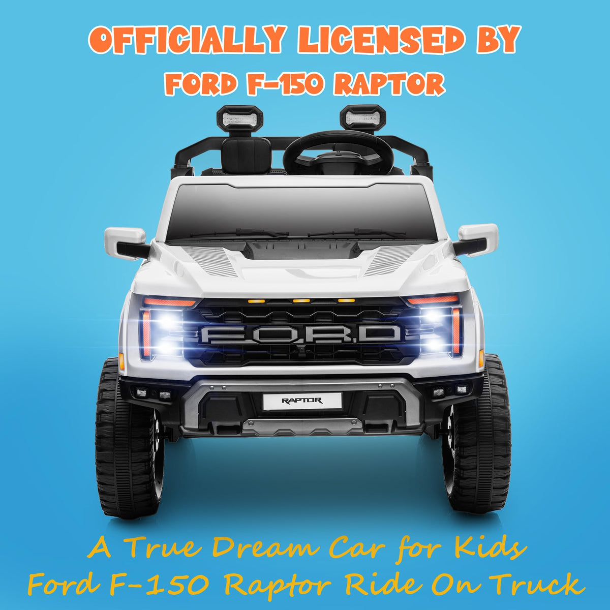 White 24V 2 Seater Kids Ride on Truck with Parent Remote Control R6060
