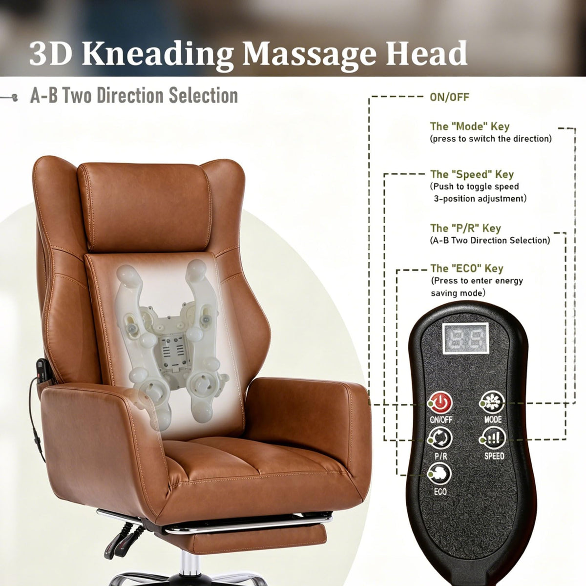 Brown Faux Leather Massage Office Chair T8146