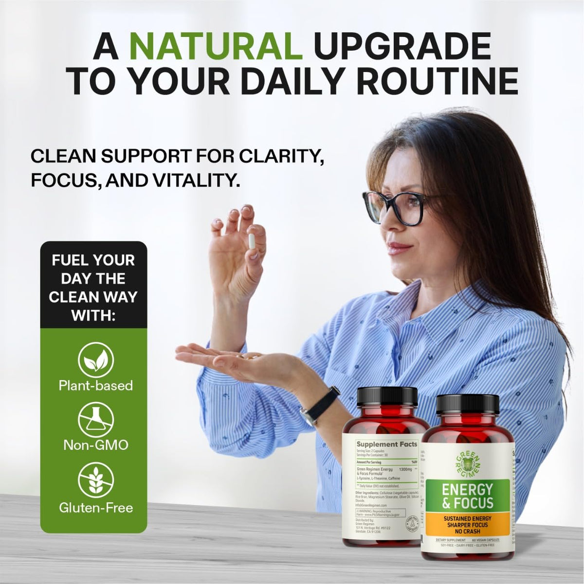 Vegan Non-GMO Energy & Focus Capsules H989282