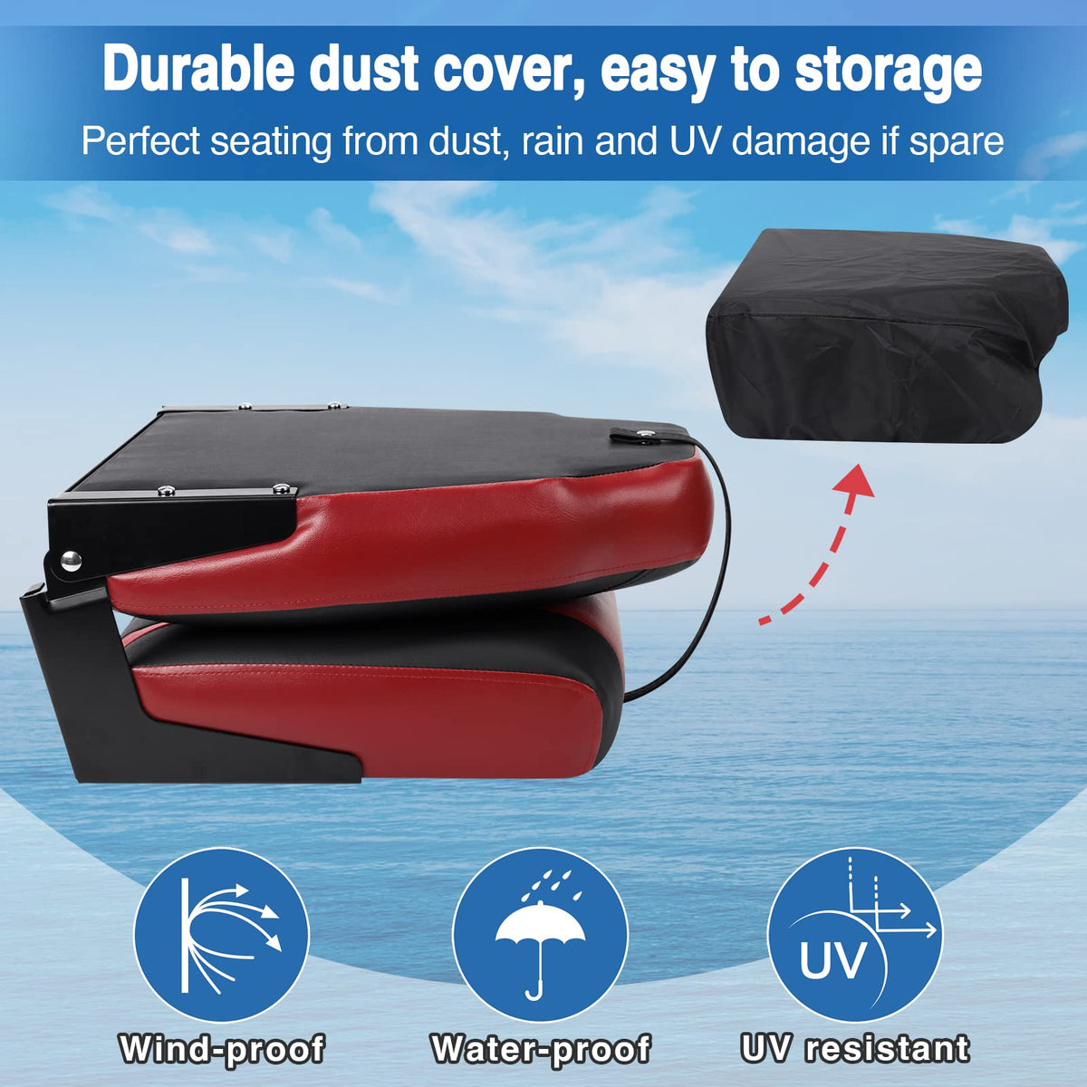 Black and Red 2 Packs Folding Boat Seat with 2 Storage Bags C361