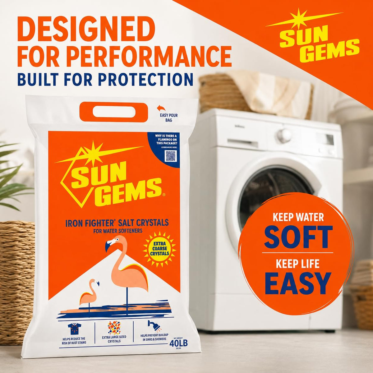 Water Softener Salt Crystals 40 lb Extra Coarse Y43768