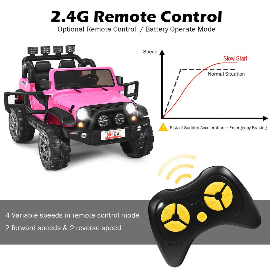 12V Battery Powered Ride on Truck with Remote Control, Pink L973486