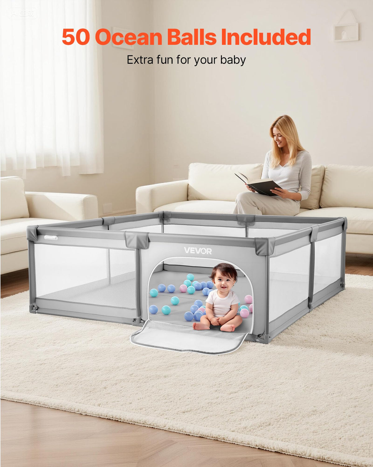 78.7″ x 58.7″ Baby Playpen with 50 Ocean Balls P361882