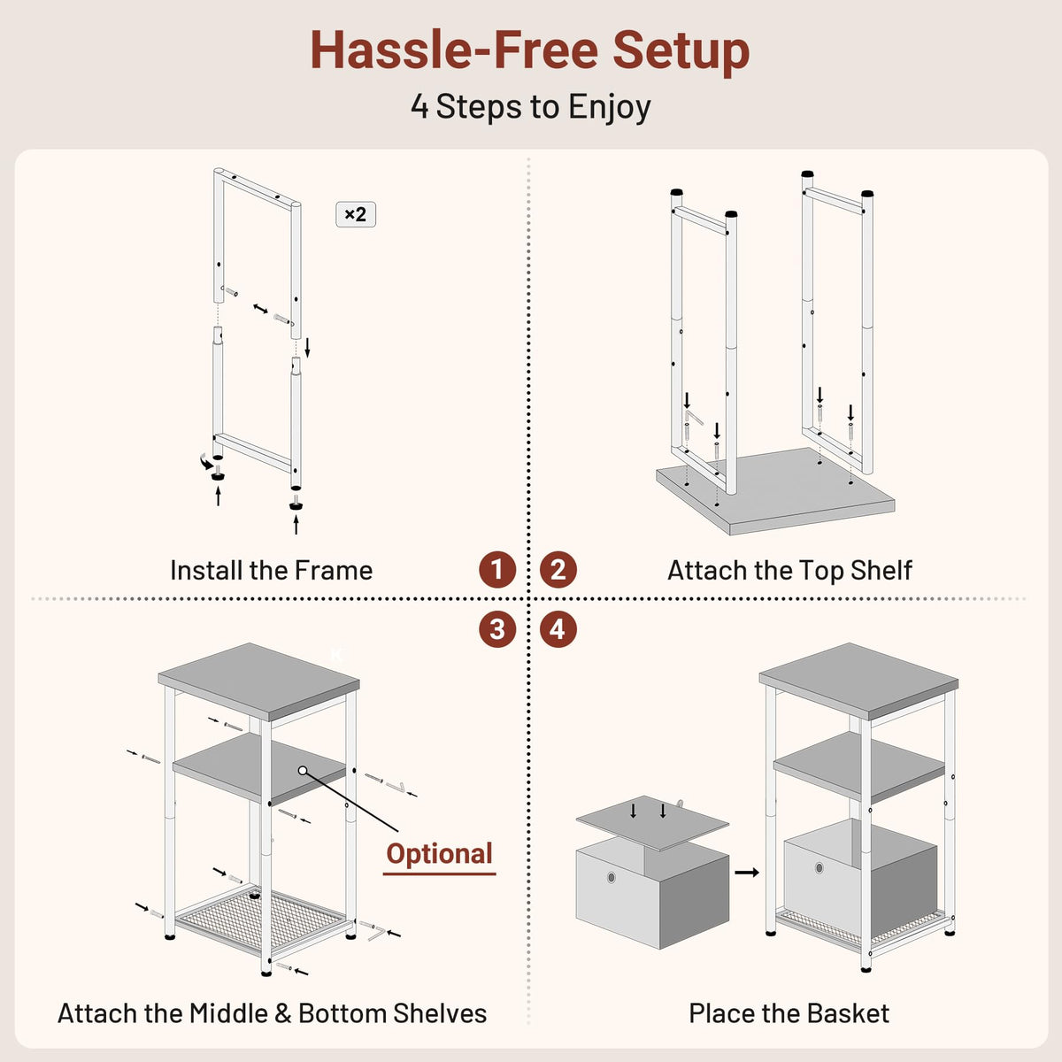 3 Tier Side Table with Storage Basket W12523