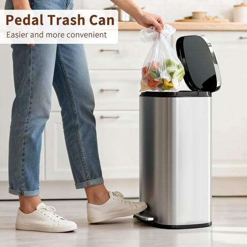 13G Steel Trash Can with Lid O175145