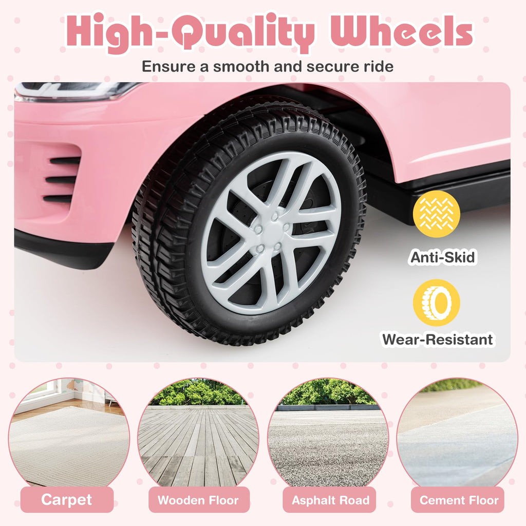 3 in 1 Push Car with Handle, Horn Sound, Underneath Storage, Armrest Guardrail, Foot-to-Floor Ride On Toy (Pink) V610