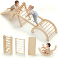 Foldable Wooden Climbing Set with Rope Net Ramp Arch N65130