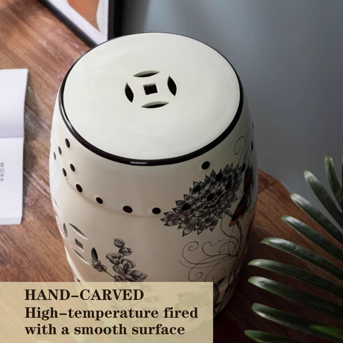 Glazed Ceramic Garden Stool V766170