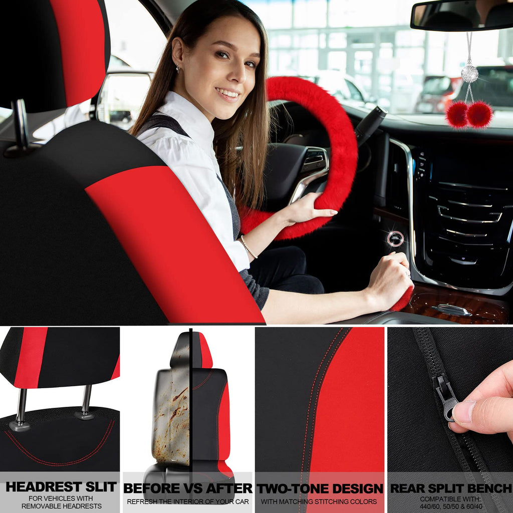 Red Black Car Seat Cover Full Set N294327