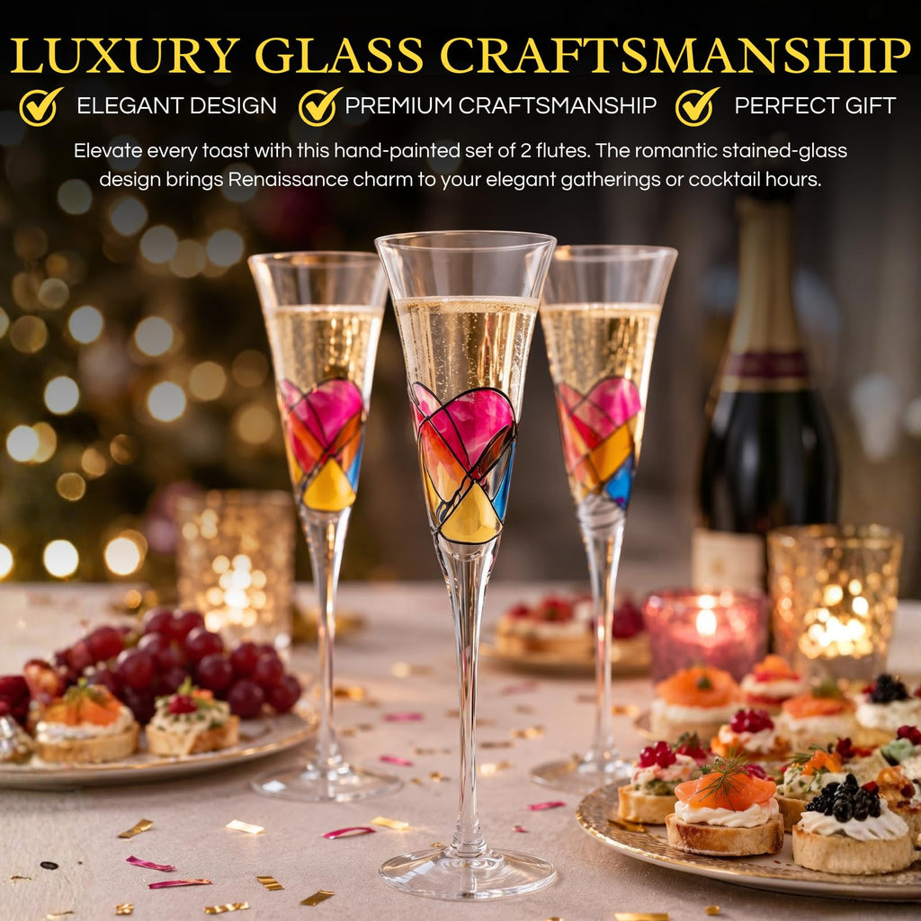 Hand Painted Martini Champagne Cocktail Glasses 2 Set B591526