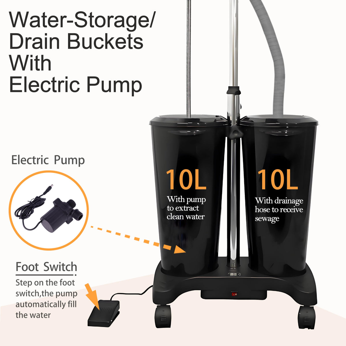 Portable Shampoo Bowl with Electric Pump and Water Tanks I15013