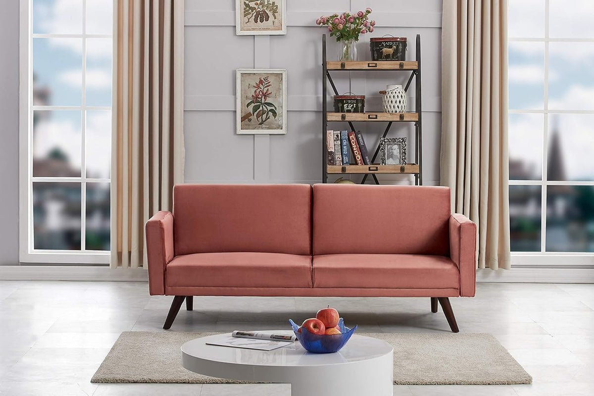 72 Inch Velvet Convertible Futon Sofa Bed with Reclining Backrest E8428