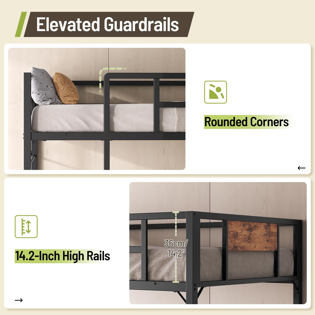 Twin Size Metal Loft Bed with L-Shaped Desk, 3 Storage Drawers, LED Light & Ladder U37846