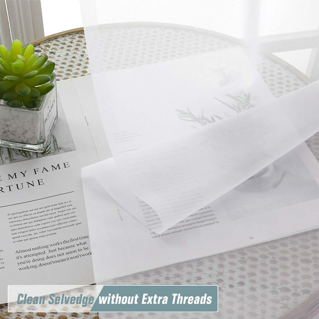 Extra Wide Sheer White Curtains 84 Inches Long 2 Panels E948120
