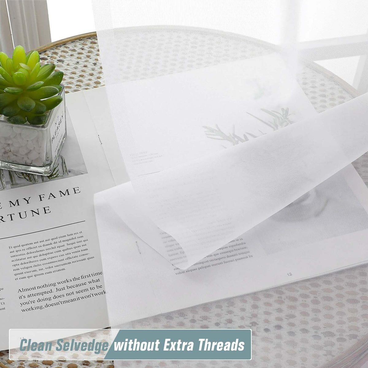 Extra Wide Sheer White Curtains 84 Inches Long 2 Panels E948120