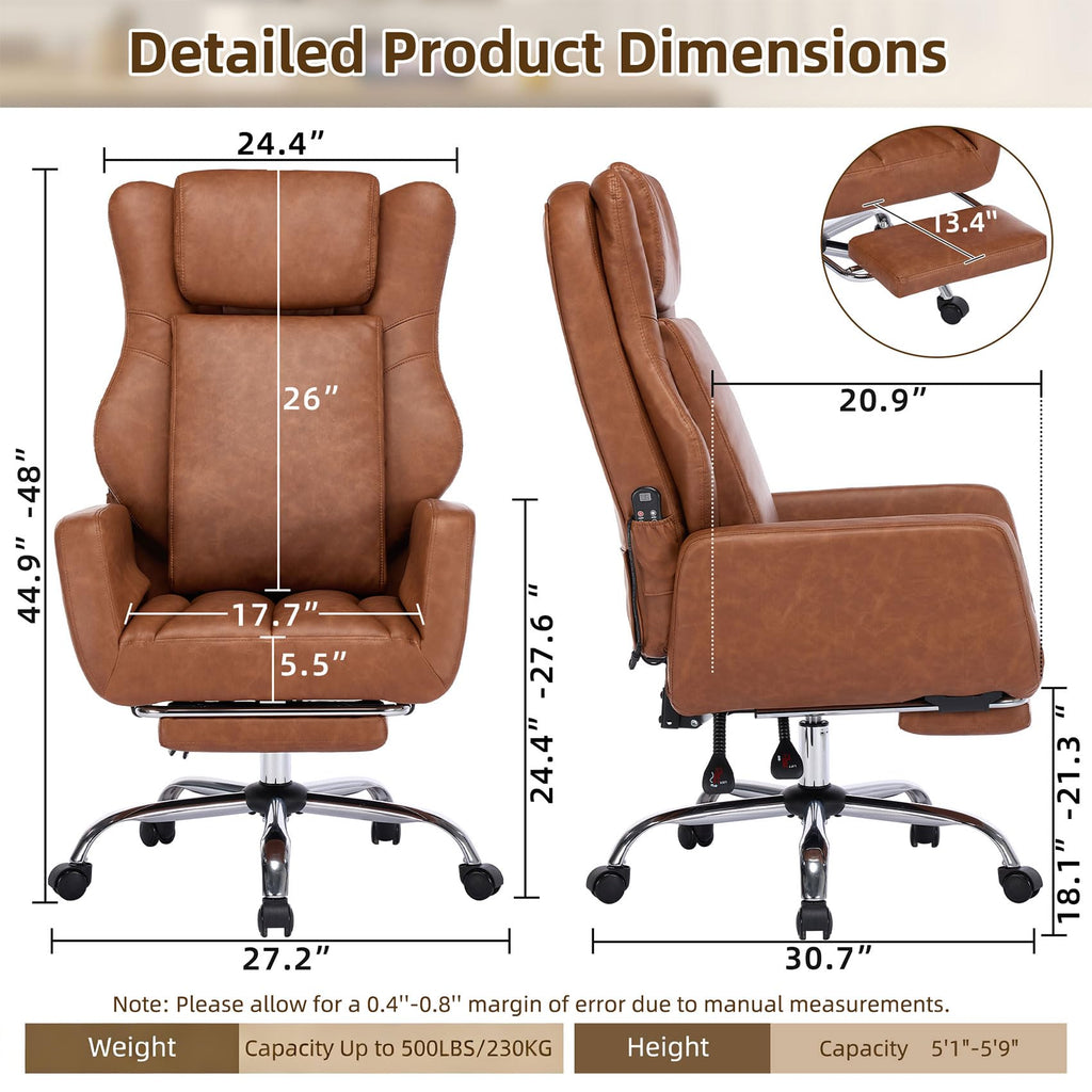 Brown Faux Leather Massage Office Chair T8146