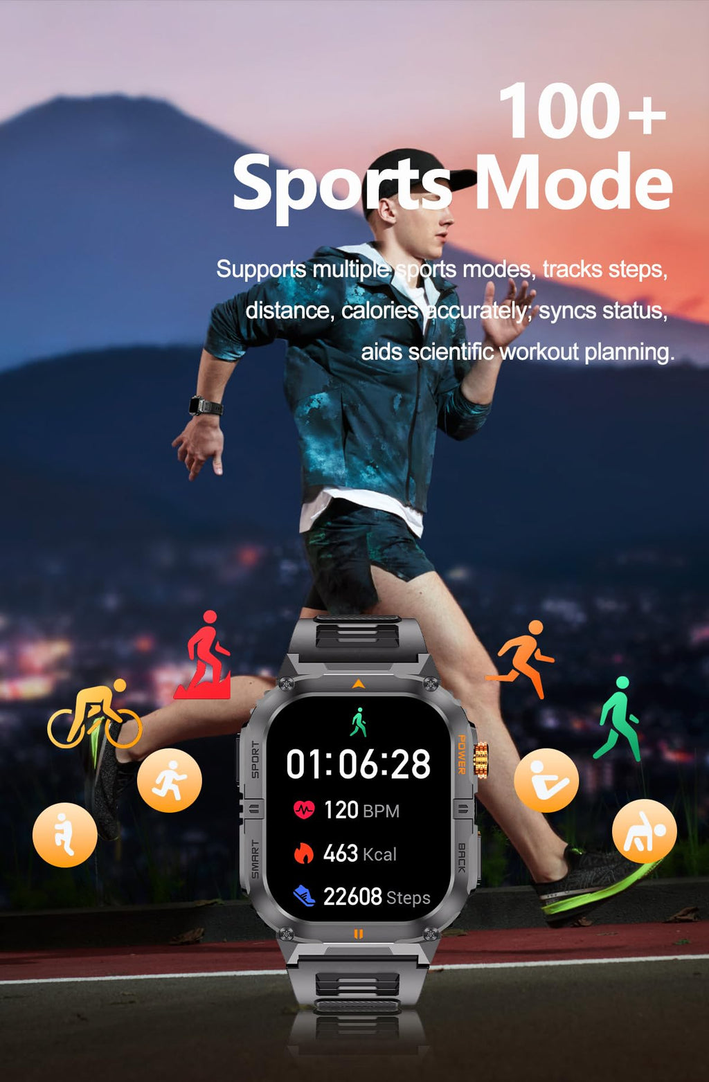 Military Smart Watch with Bluetooth Calling, Heart Rate Monitor, Sleep Tracking, Camouflage Green Y3465