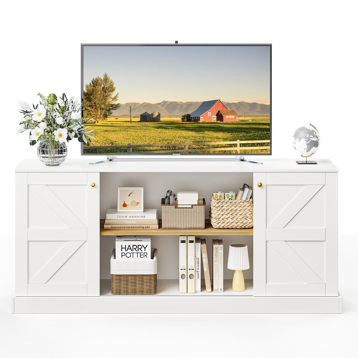 White TV Stand Entertainment Center W857