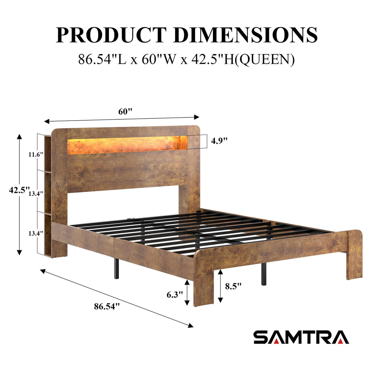 Queen Bed Frame with Wooden Headboard K786