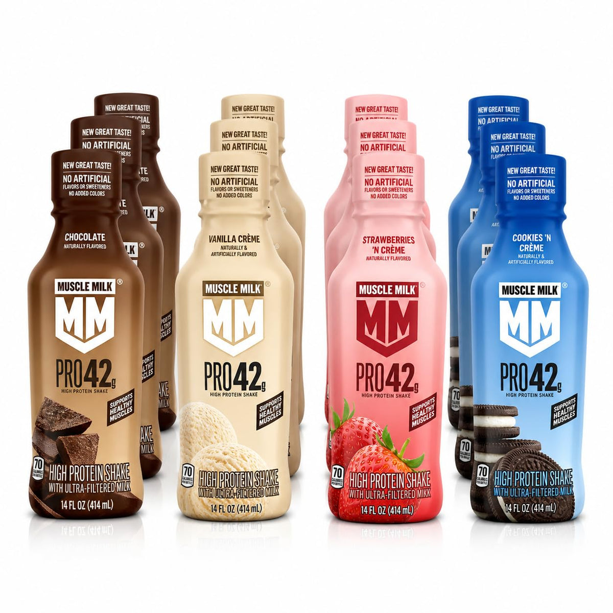 42g Protein Shake 4 Flavor Variety 14 fl oz Bottles Pack of 12 X316