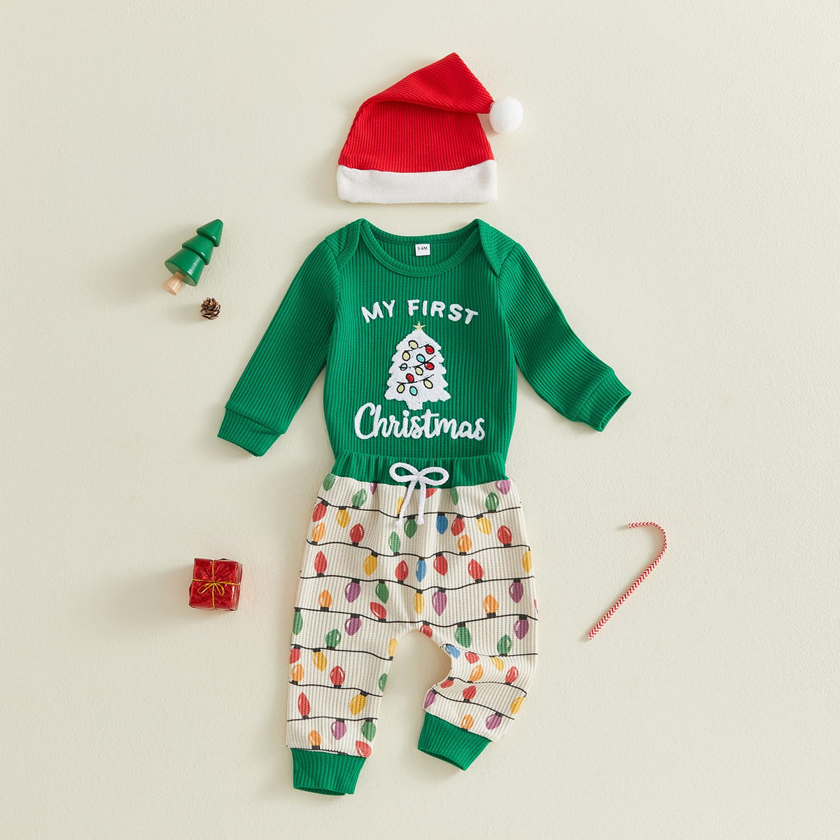 Christmas Baby Boy Outfit Romper Pants Hat Set 0-12M C193