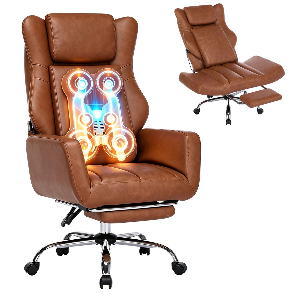 Brown Faux Leather Massage Office Chair T8146