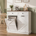 White Double Tilt Out Trash Can Cabinet with 2 Drawers E832211