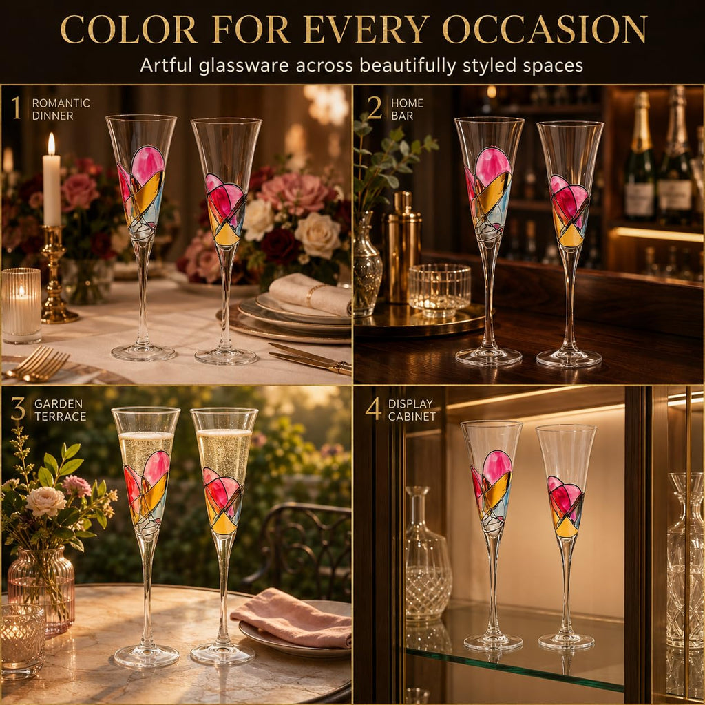 Hand Painted Martini Champagne Cocktail Glasses 2 Set B591526