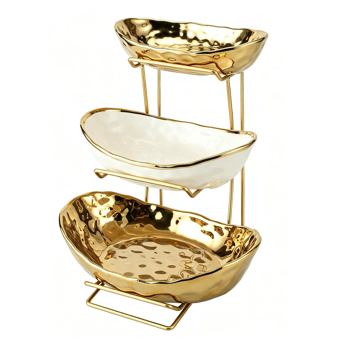 3 Tier Ceramic Fruit Bowl with Metal Rack V948
