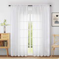 Extra Wide Sheer White Curtains 84 Inches Long 2 Panels E948120