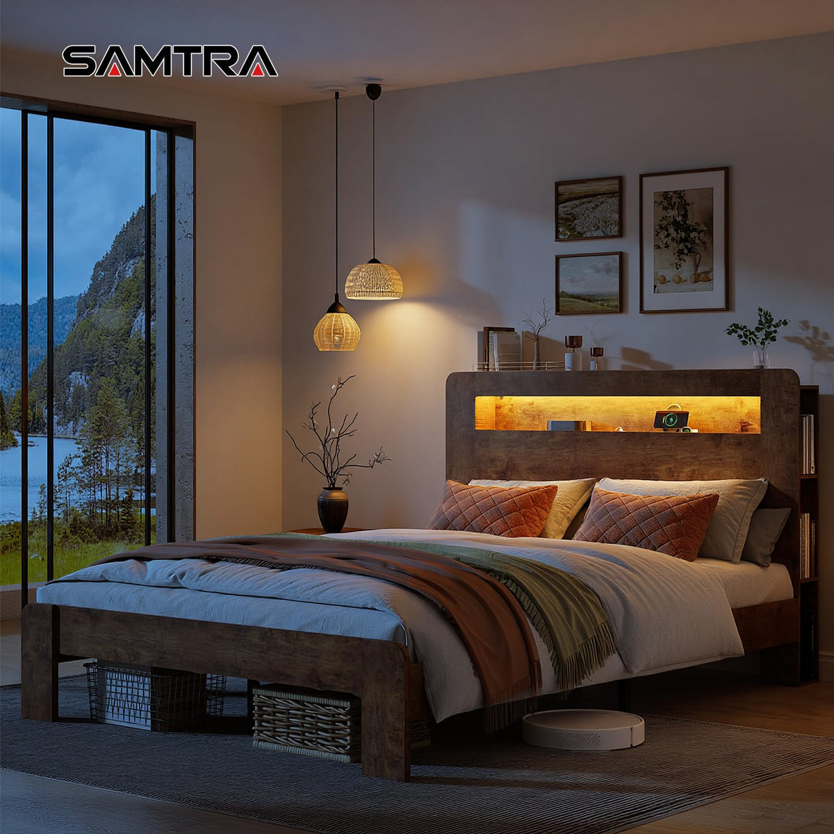 Queen Bed Frame with Wooden Headboard K786