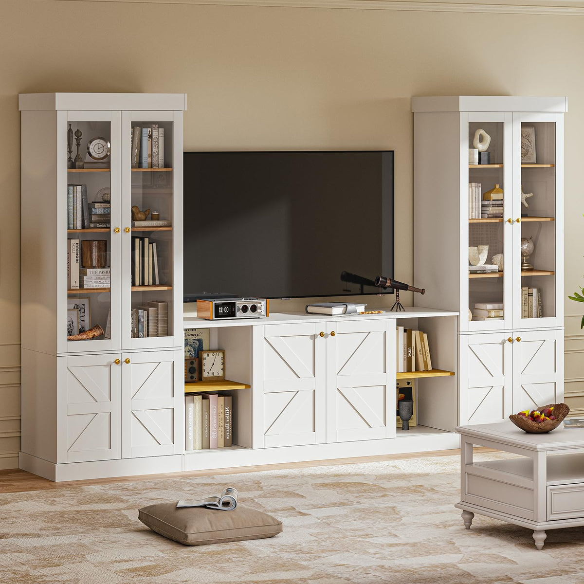 White TV Stand Entertainment Center W857