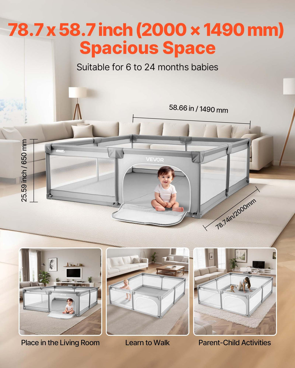 78.7″ x 58.7″ Baby Playpen with 50 Ocean Balls P361882