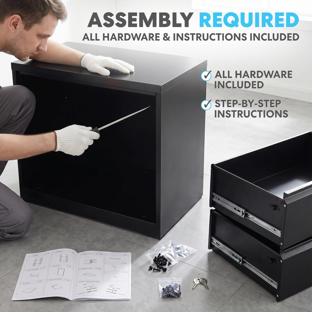 4 Drawer Black Metal File Cabinet with Lock N44675