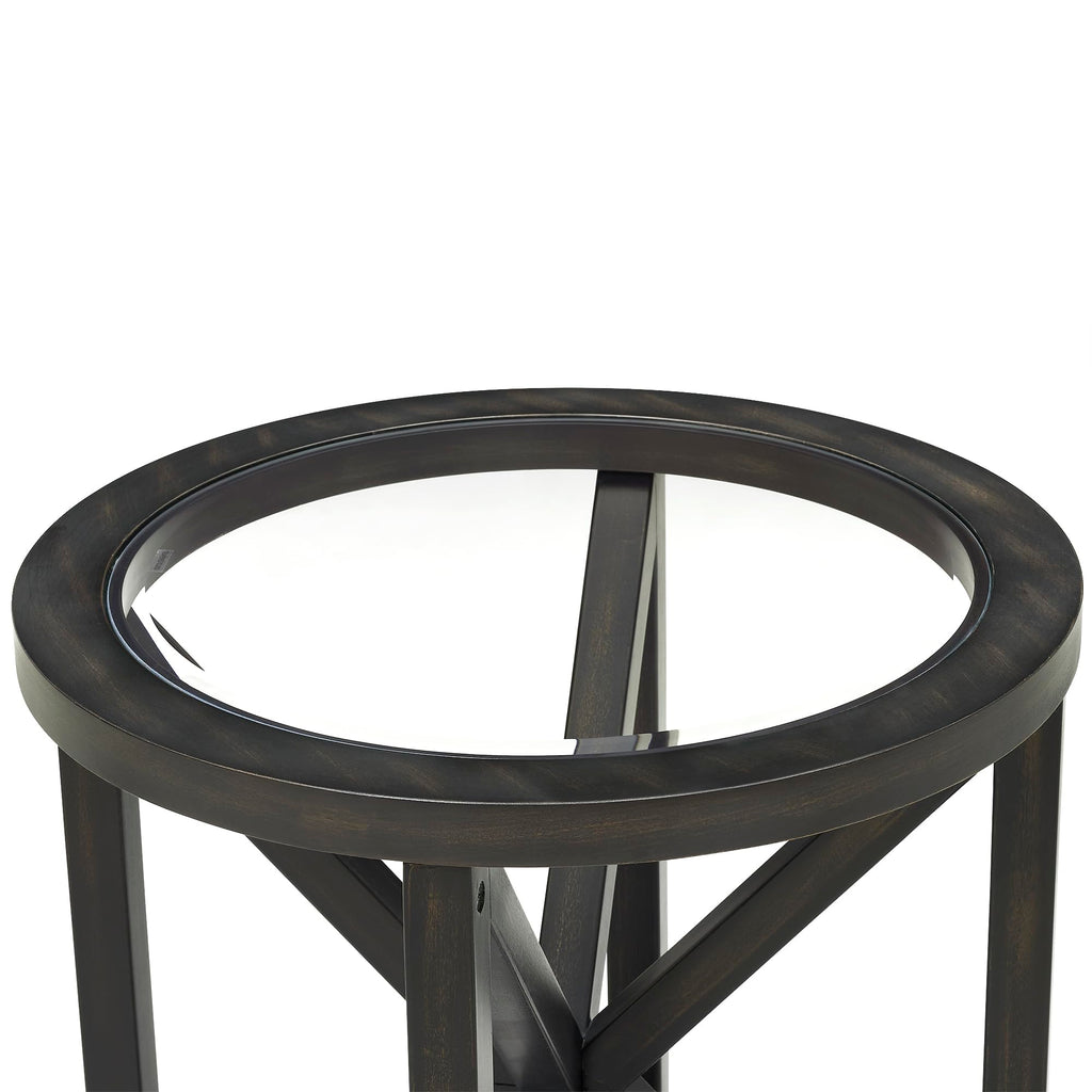 Black Tempered Glass Round Side Table U440311