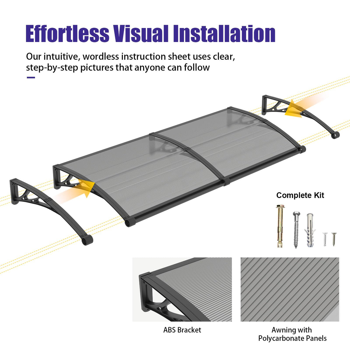 32" x 48" Window Door Awning Canopy with Drainage A470210