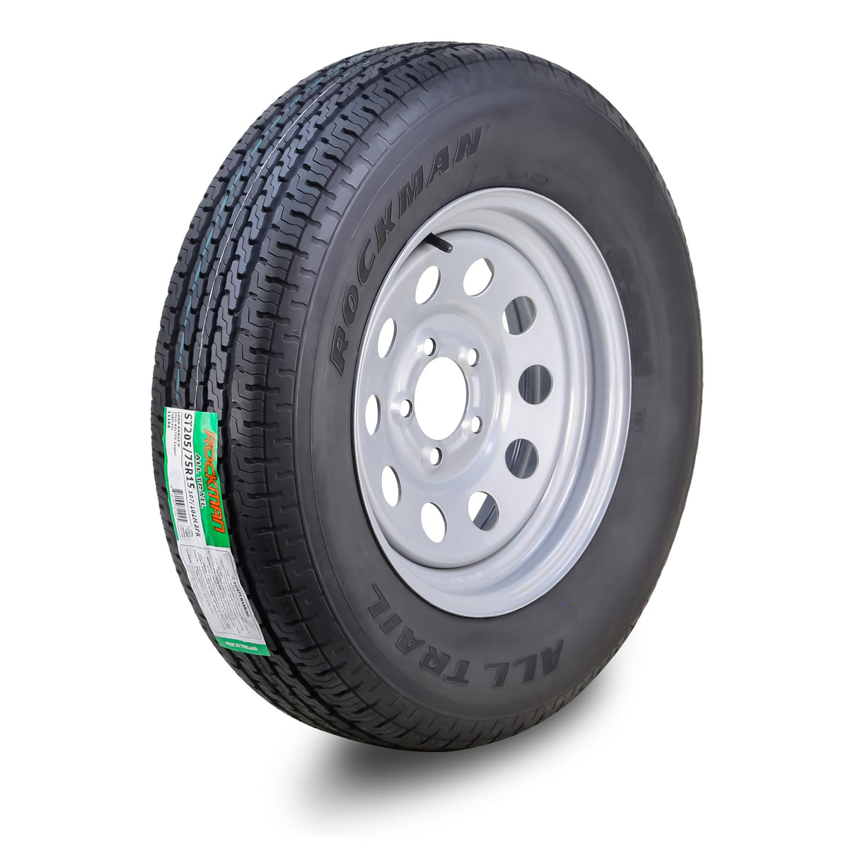 Trailer Tire Wheel ST205/75R15 8-Ply Silver Mod Rim U4275